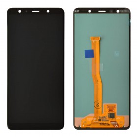 Дисплей для Samsung A750H/DS Galaxy A7 (2018) з тачскріном у зборі, оригінал замінене скло,  колір чорний, без рамки