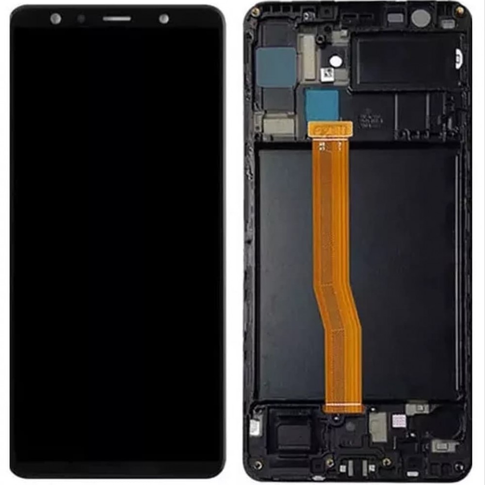 Дисплей для Samsung A750H/DS Galaxy A7 (2018) с тачскрином и рамкой, черный, OLED фото 1