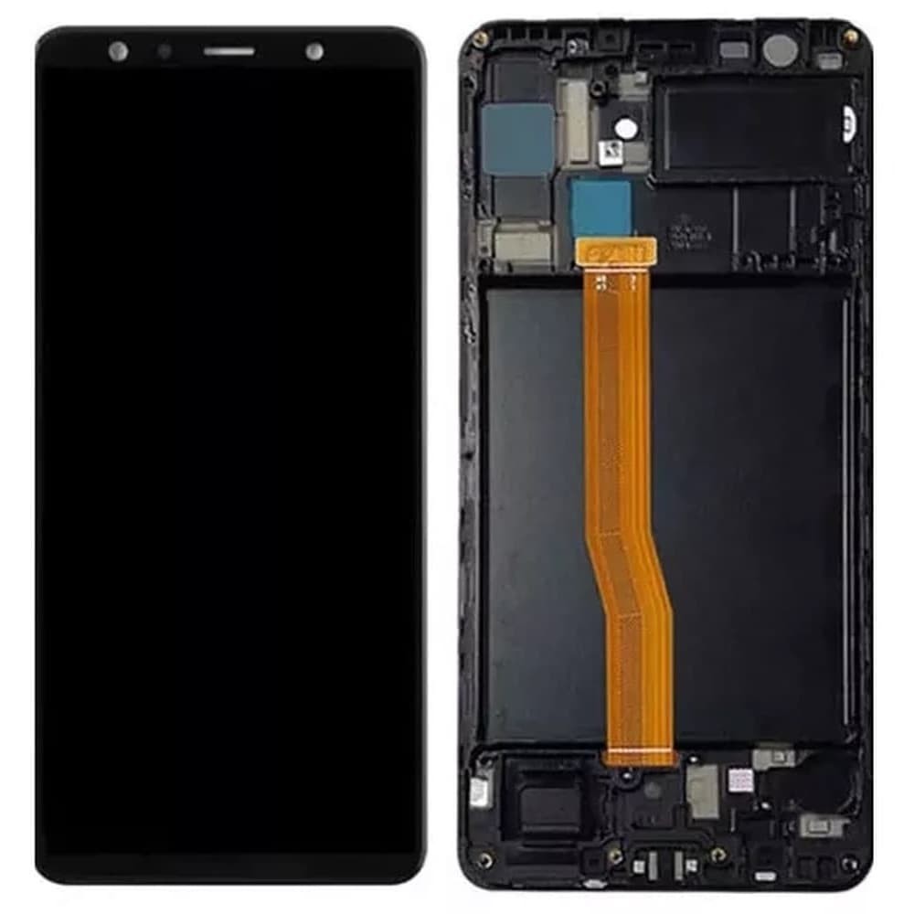 Дисплей для Samsung A750H/DS Galaxy A7 (2018) с тачскрином и рамкой, черный, OLED small LCD фото 1
