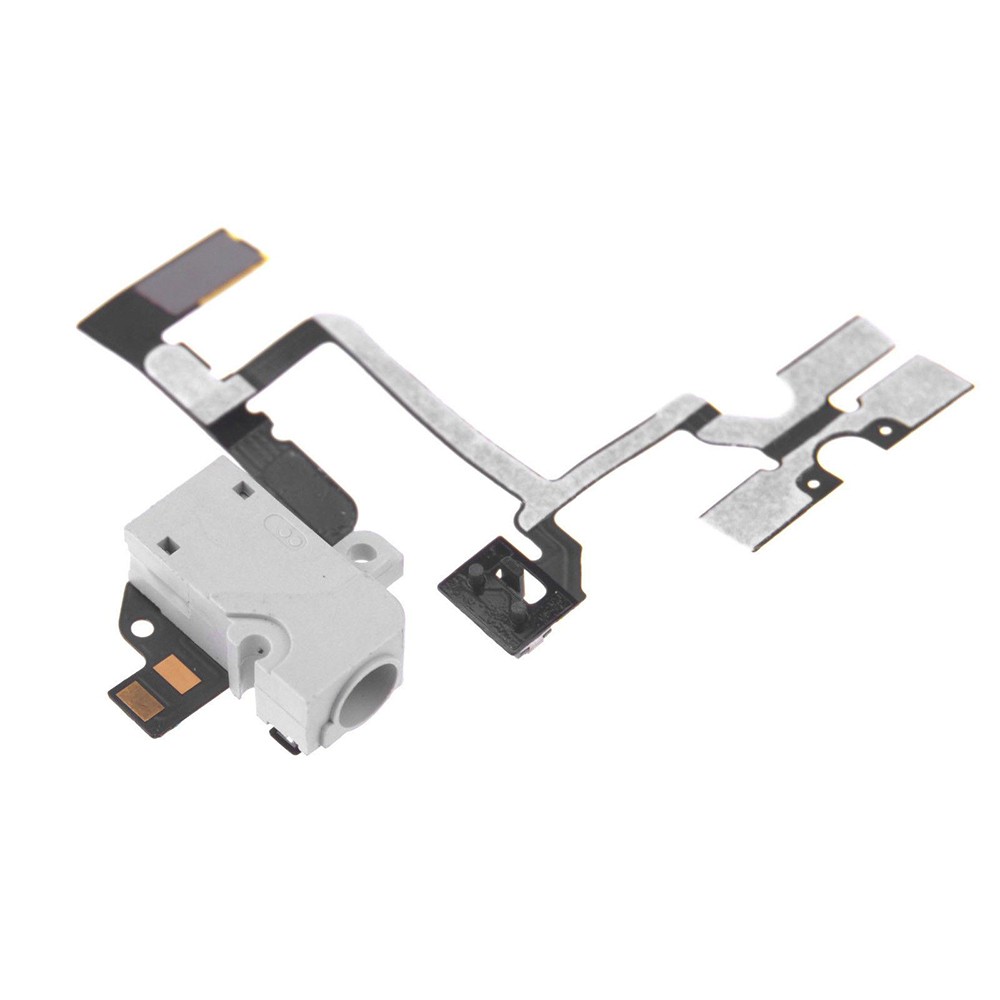 Flat Cable + HF connector + volume switch iPhone 4 (white) фото 1 Шлейф для iPhone 4 з роз'ємом навушників (білий) та кнопками регулювання гучності фото 1
