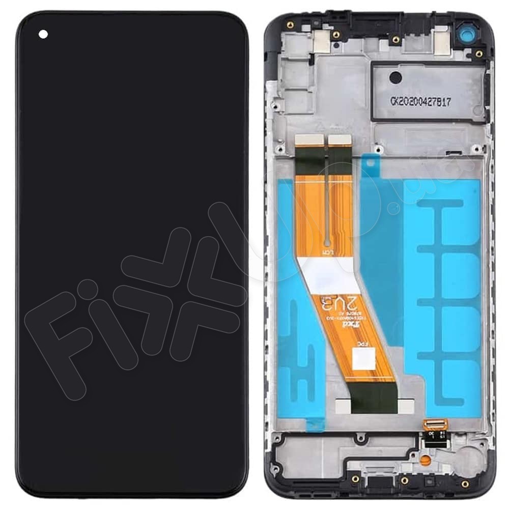 Дисплей Samsung A115F Galaxy A11/M115F/DS/M Galaxy M11 (157,5мм) з тачскрином і рамкою в зборі, колір чорний, сервісний оригінал фото 1