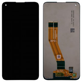 Дисплей для Samsung A115 (A115F) Galaxy A11/M115F/DS/M Galaxy M11 с тачскрином в сборе, 157,5мм, оригинал замененное стекло,  цвет черный, без рамки