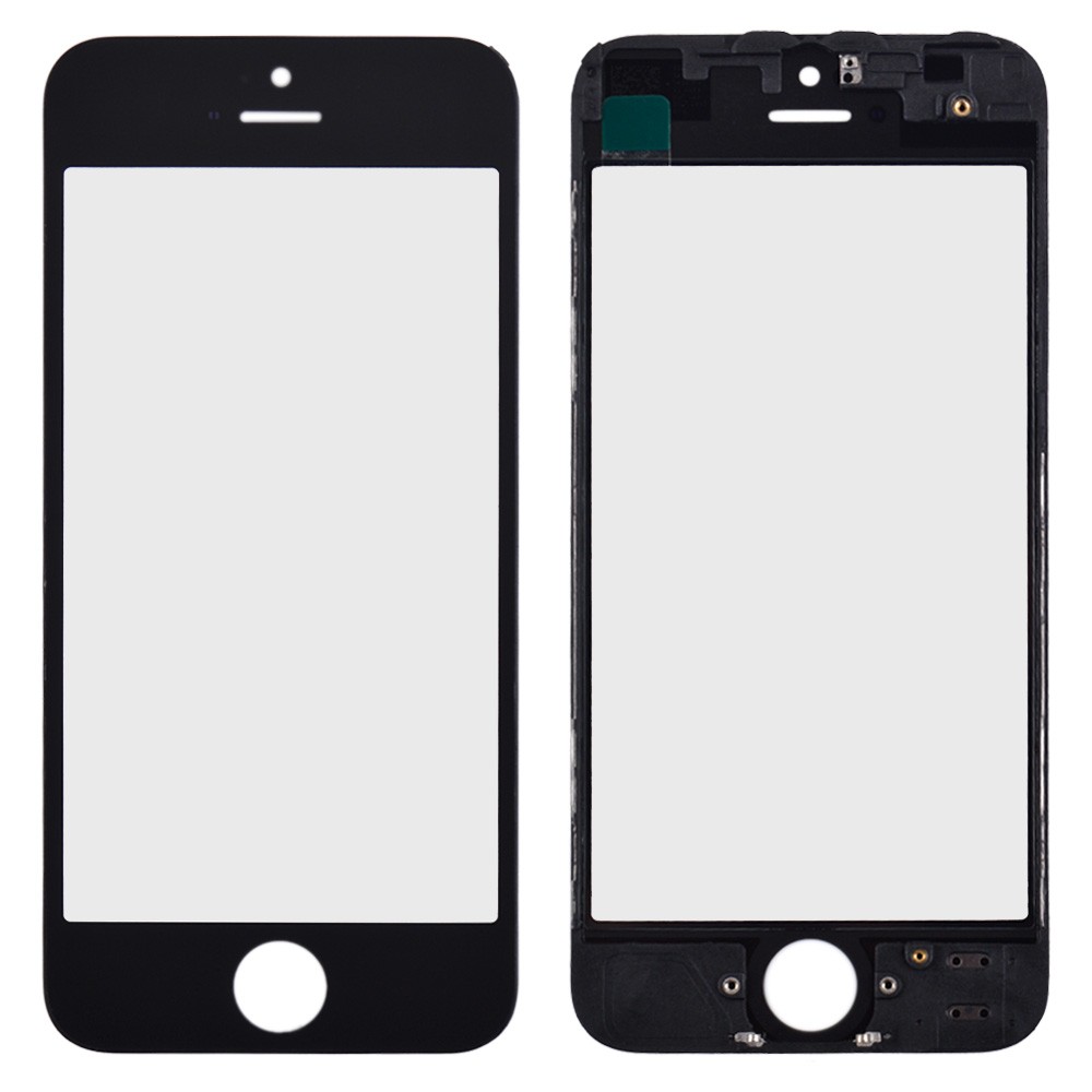Стекло с рамкой и ОСА пленкой для iPhone 5, цвет черный фото 1