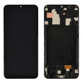Дисплей для Samsung Galaxy A30 2019 (A305F /DS) з тачскріном у зборі, з рамкою, оригінал замінене скло,  колір чорний