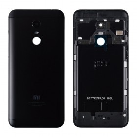 Задняя крышка для Xiaomi Redmi 5 Plus,  цвет черный, со стеклом камеры, оригинал