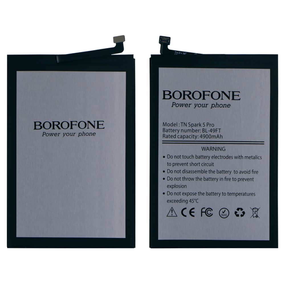 Акумулятор для Tecno Camon 15 (CD7)/ Spark 6 Go (KE5, KE5J)/ Spark 7 (KF6n)/ Spark 7 Go (KF6m)/ Pop 4 (BC2), BL-49FT, Borofone фото 1