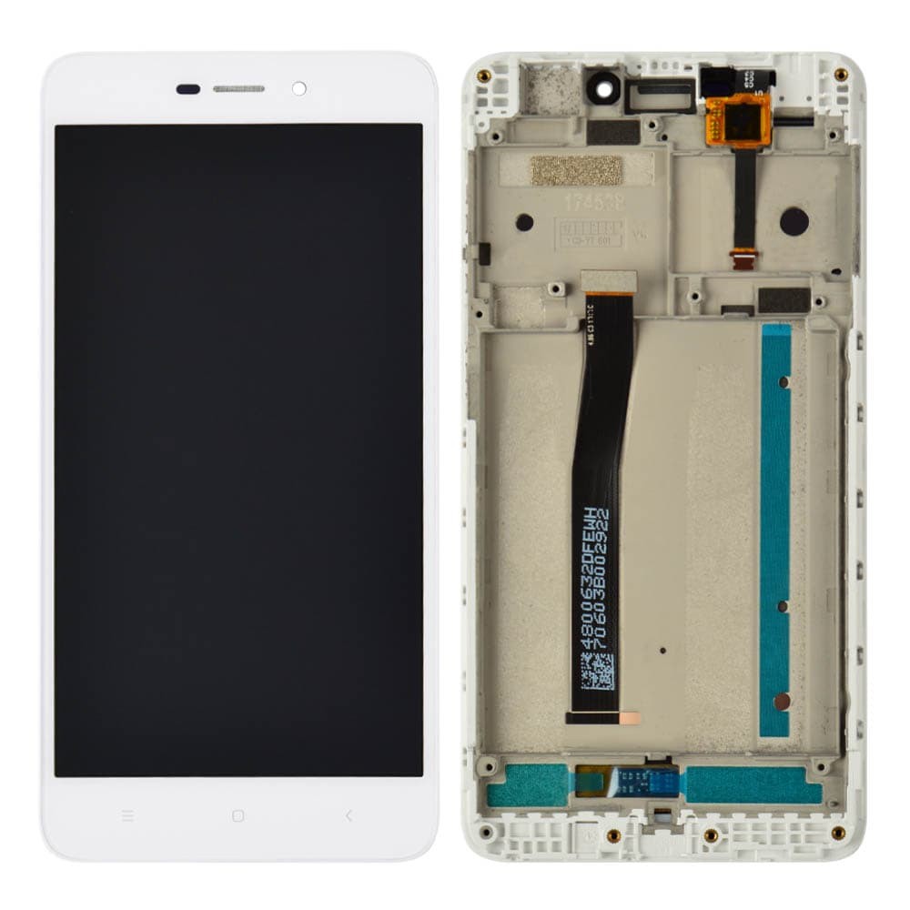 Дисплей для Xiaomi Redmi 4A с тачскрином и рамкой в сборе, цвет белый, оригинал фото 1