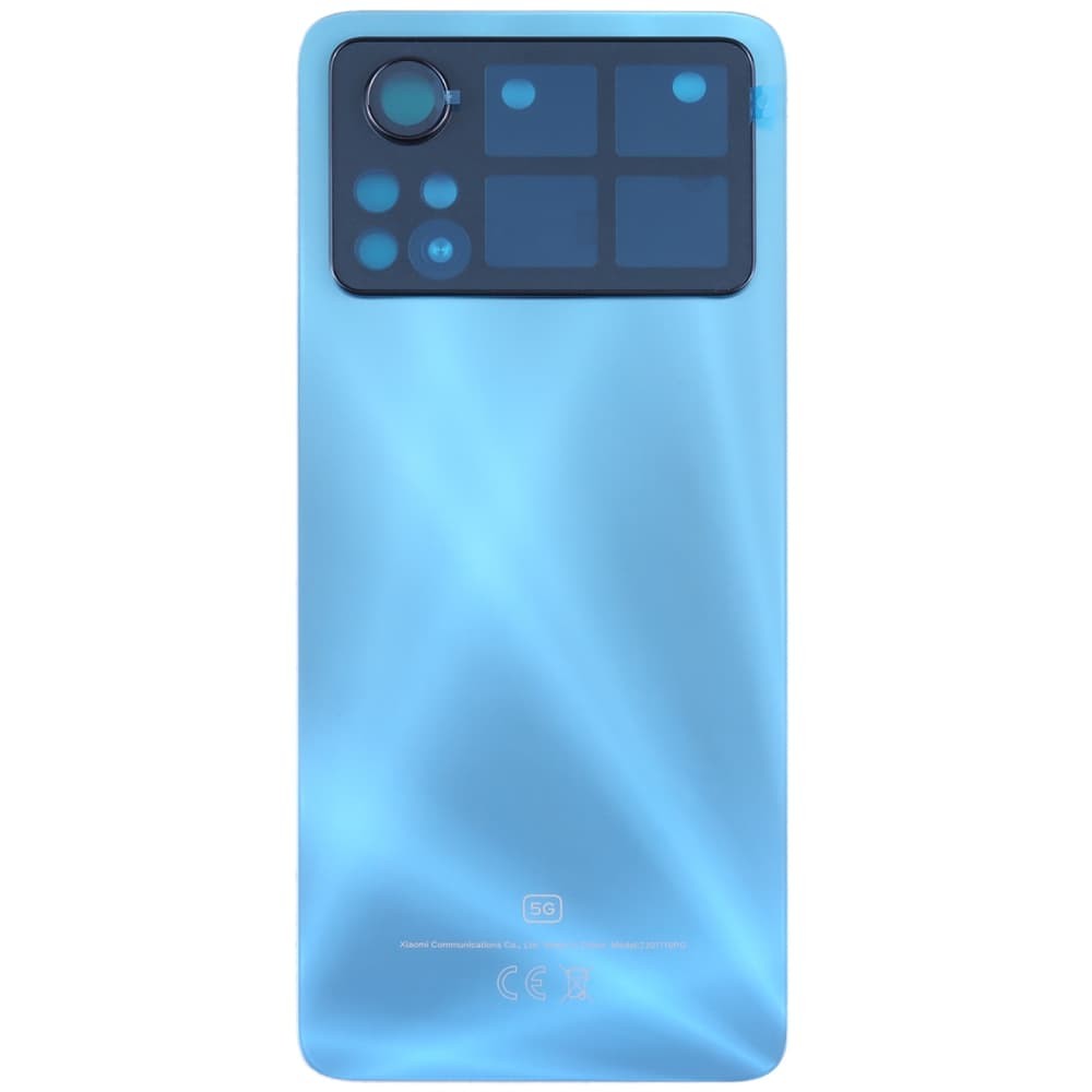 Back Cover Xiaomi Poco X4 Pro 5G with glass camera (blue) Laser Blue фото 1 Задняя крышка для Xiaomi Poco X4 Pro 5G, со стеклом камеры, цвет синий фото 1