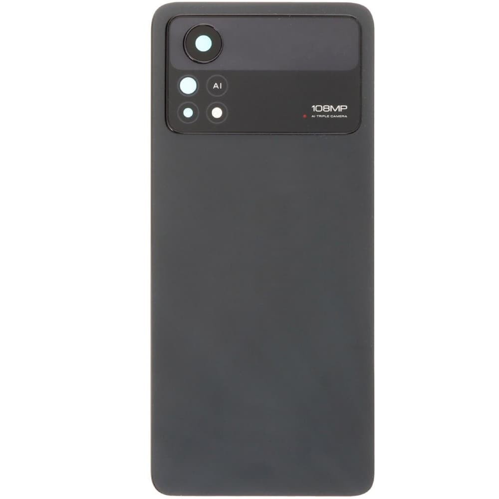 Back Cover Xiaomi Poco X4 Pro 5G with glass camera (black) Laser Black фото 1 Задняя крышка для Xiaomi Poco X4 Pro 5G, со стеклом камеры, цвет черный фото 1