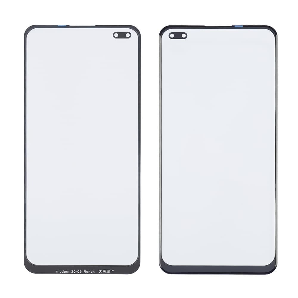 Скло корпусу для Oppo A93 (4G)/ Reno 4 + OCA, колір чорний фото 1