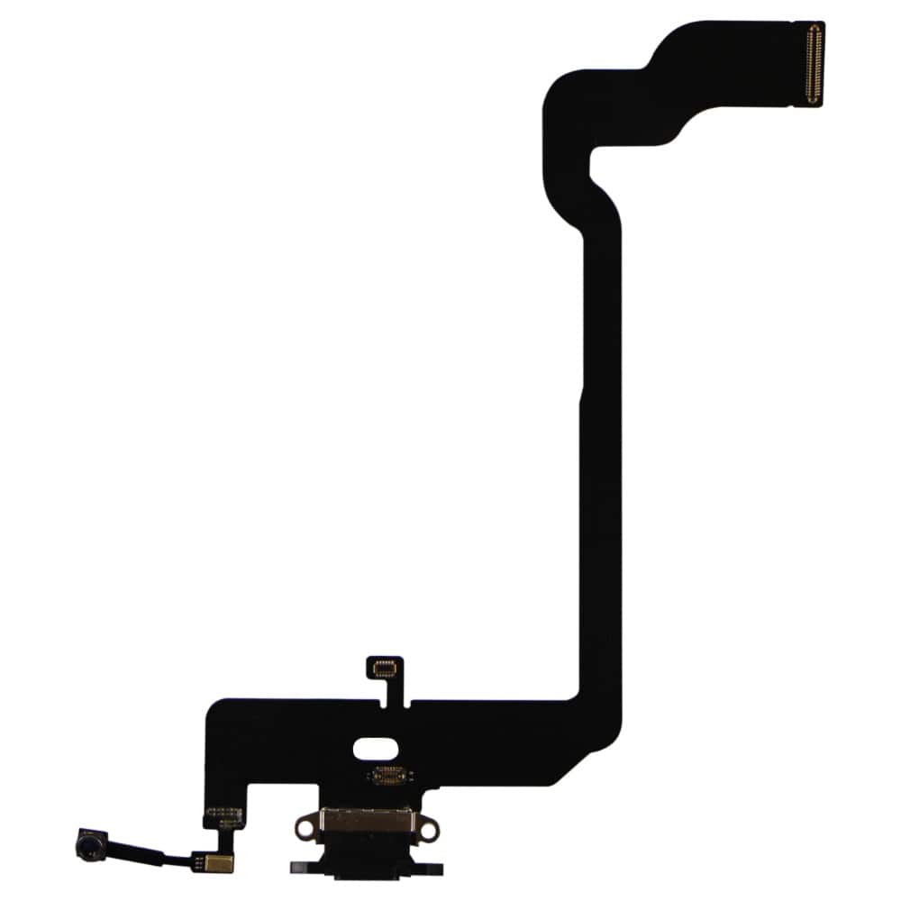 Charger Flat Cable iPhone XS (5.8) + mic (black) фото 2 Шлейф з роз'ємом зарядки і мікрофоном для iPhone XS (5.8), колір чорний фото 2