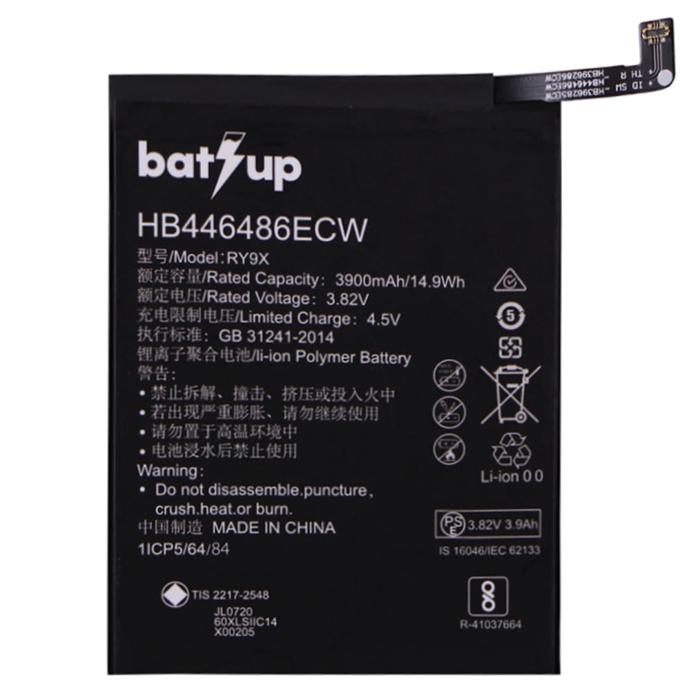 Акумулятор HB446486ECW для Huawei P Smart Z, Honor 9X, Y9 Prime (2019) 3900 mAh, BatUp фото 1