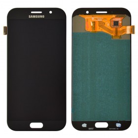 Дисплей Samsung A720F Galaxy A7 (2017) з тачскріном у зборі, без рамки,  колір чорний, оригінал замінене скло