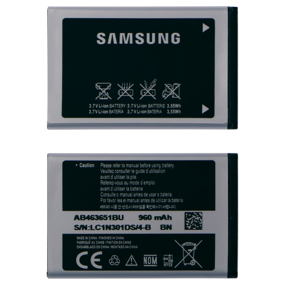 АКБ Samsung AB463651BU/AB 463651BE (B3410, B3410W, B5310, B7310, C3060, C3200, C3222, C3312, C3322, C3330, C3332, C3500, C3510, C3530, C3780, C3782) фото 1