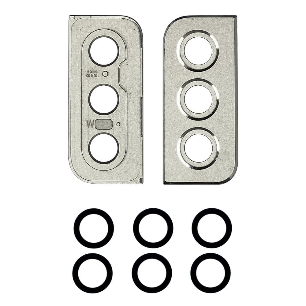 Скло камери для Samsung G991 Galaxy S21 2021, з рамкою, колір срібло, 3шт. фото 1