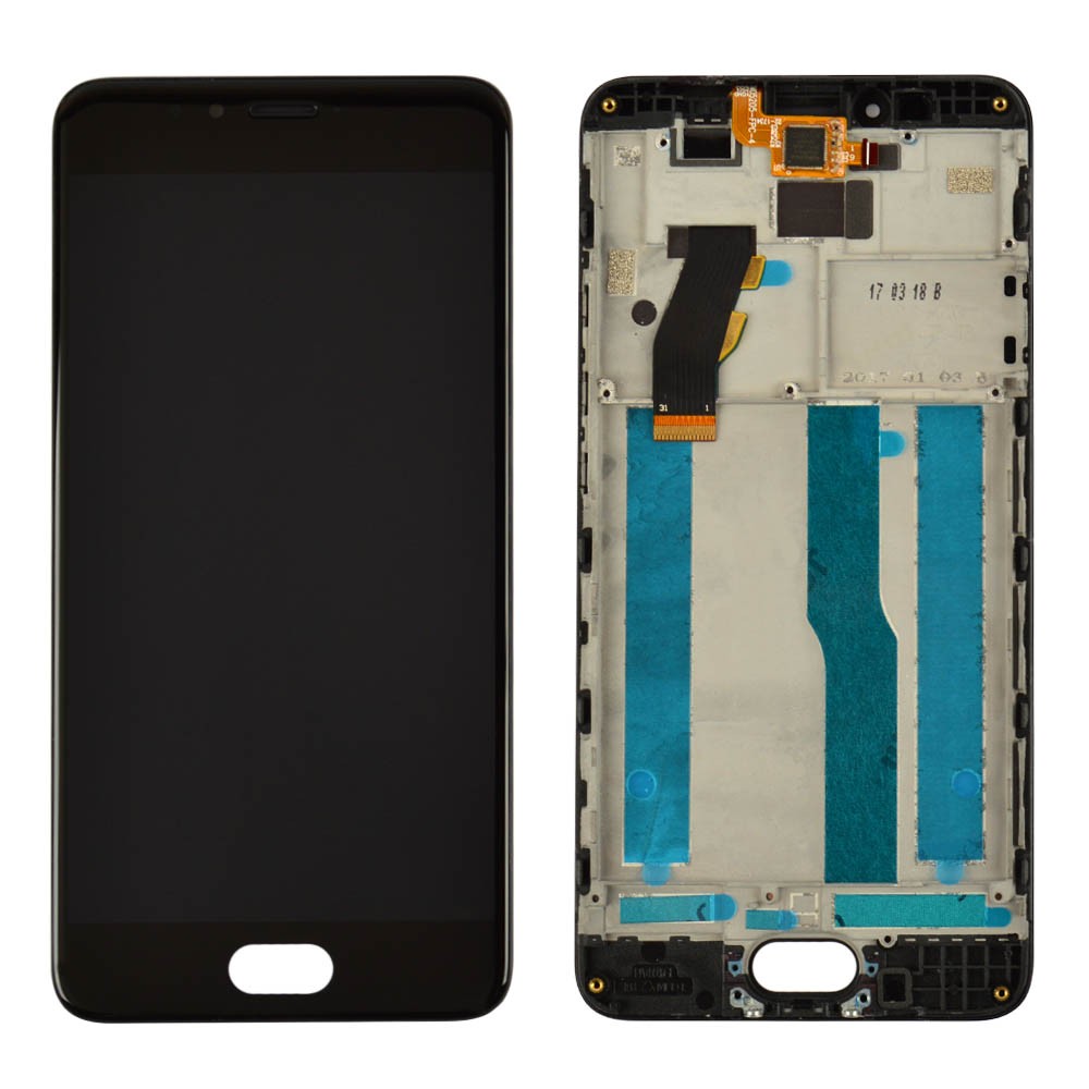 Дисплей для Meizu M5S, M5s mini з тачскрином та рамкою в зборі, колір чорний, Orig PRC фото 1