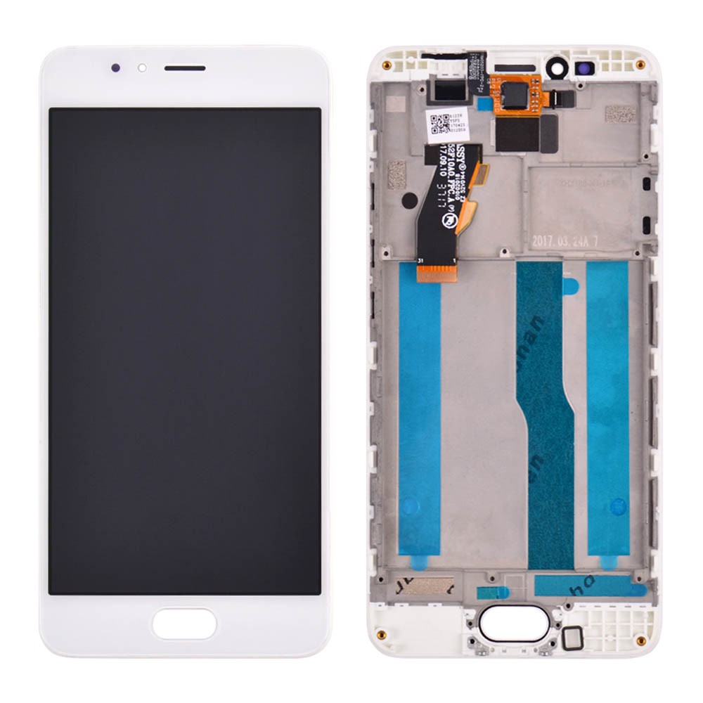 Дисплей для Meizu M5S, M5s mini з тачскрином та рамкою в зборі, колір білий, оригінал фото 1