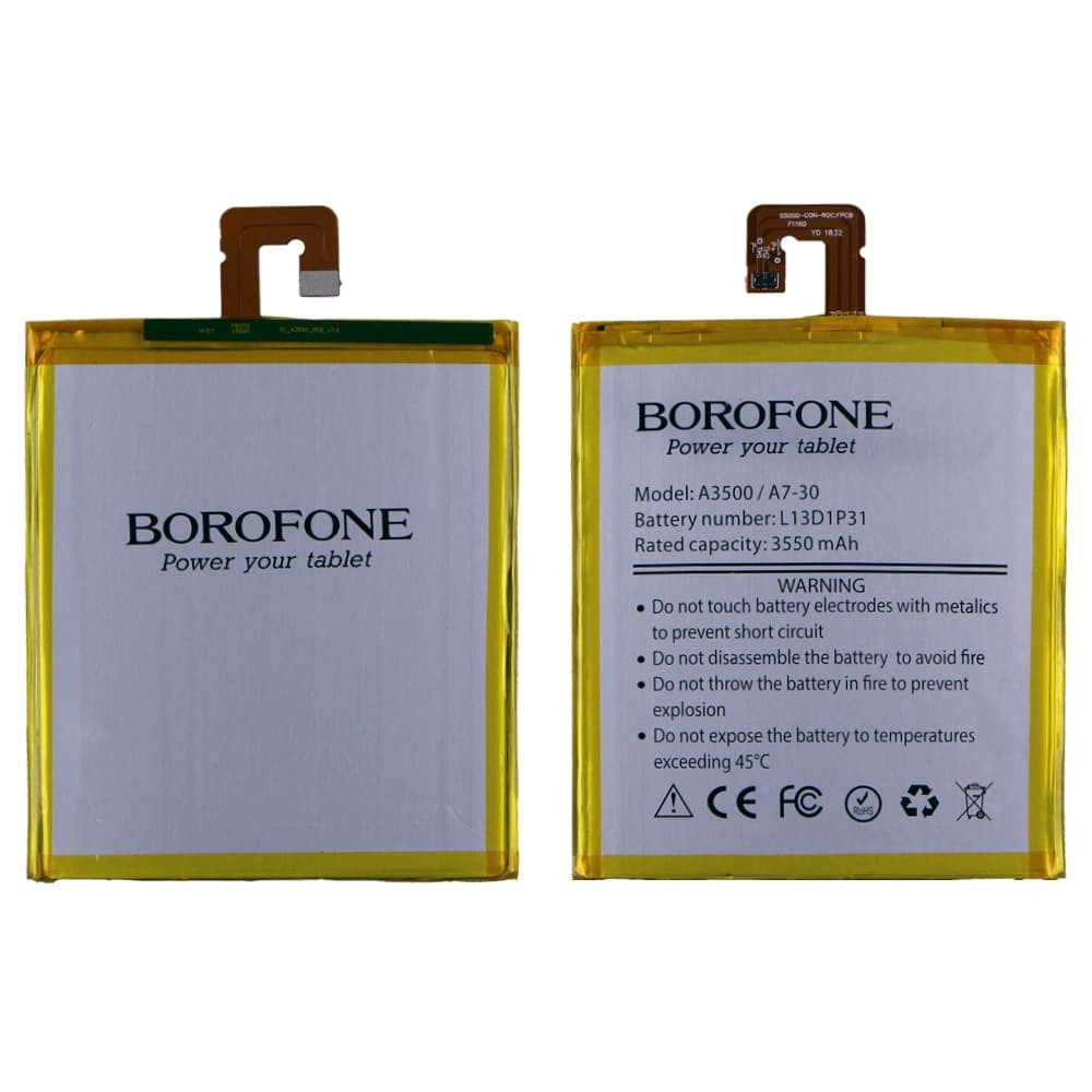 АКБ Lenovo L13D1P31 A3500/ S5000/ A7-30 3550mAh Borofone фото 1 Аккумулятор для Lenovo A3500, S5000 (L13D1P31), Borofone фото 1