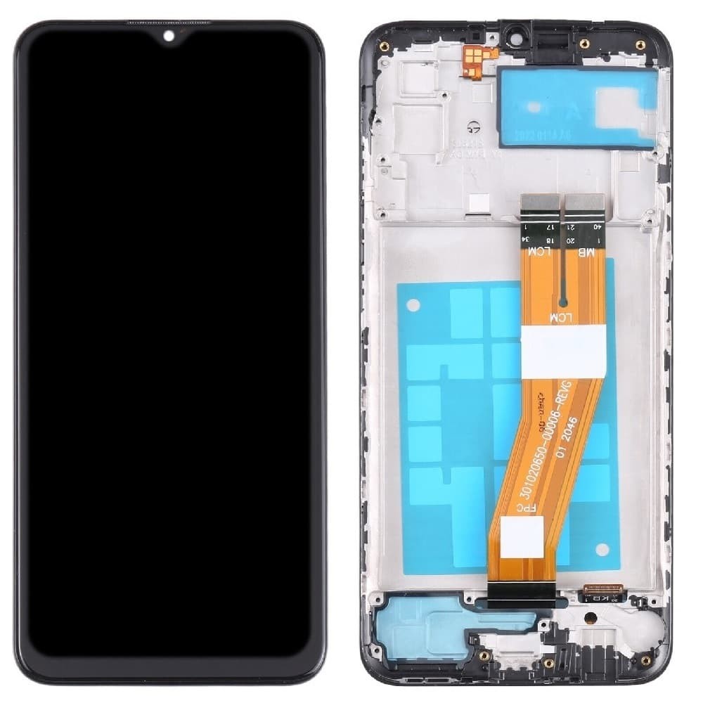 Дисплей для Samsung A035F Galaxy A03 2022 (GH81-21626A) 163mm, с тачскрином и рамкой в сборе, цвет черный, сервисный оригинал фото 1