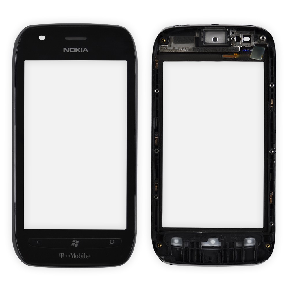Тачскрін Nokia 710, з рамкою, колір чорний фото 1