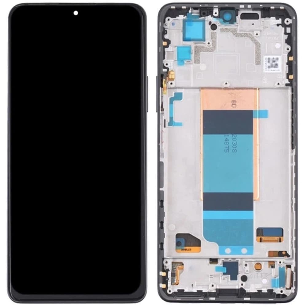 Дисплей для Xiaomi Poco F4, с тачскрином и рамкой, черный, OLED фото 1