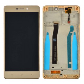 Дисплей Xiaomi Redmi 3, 3S, 3X, 3 Pro с тачскрином в сборе,  цвет золотой, с рамкой, оригинал
