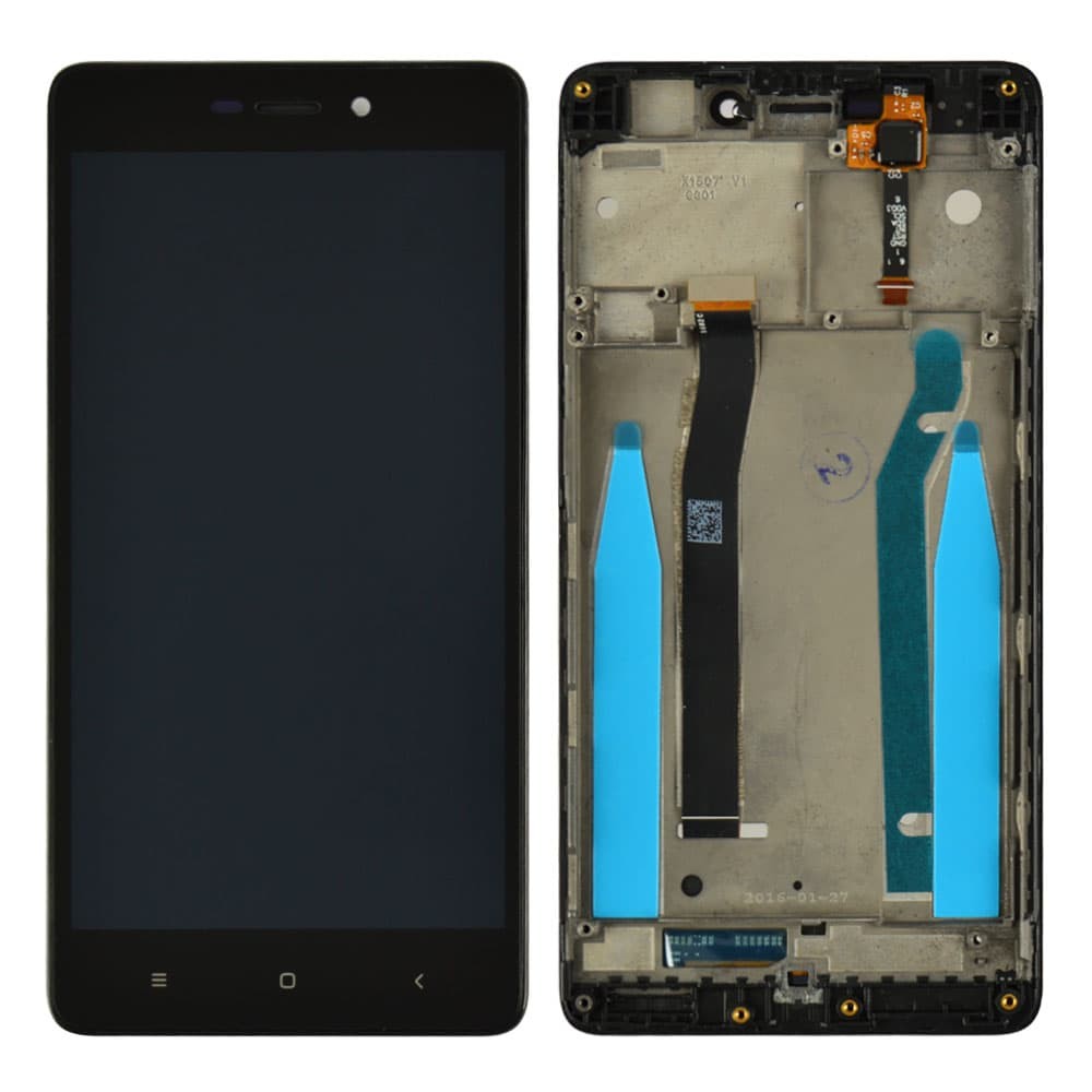 Дисплей для Xiaomi Redmi 3, 3S, 3X, 3 Pro з тачскрином та рамкою в зборі, колір чорний, оригінал із заміненим склом фото 1