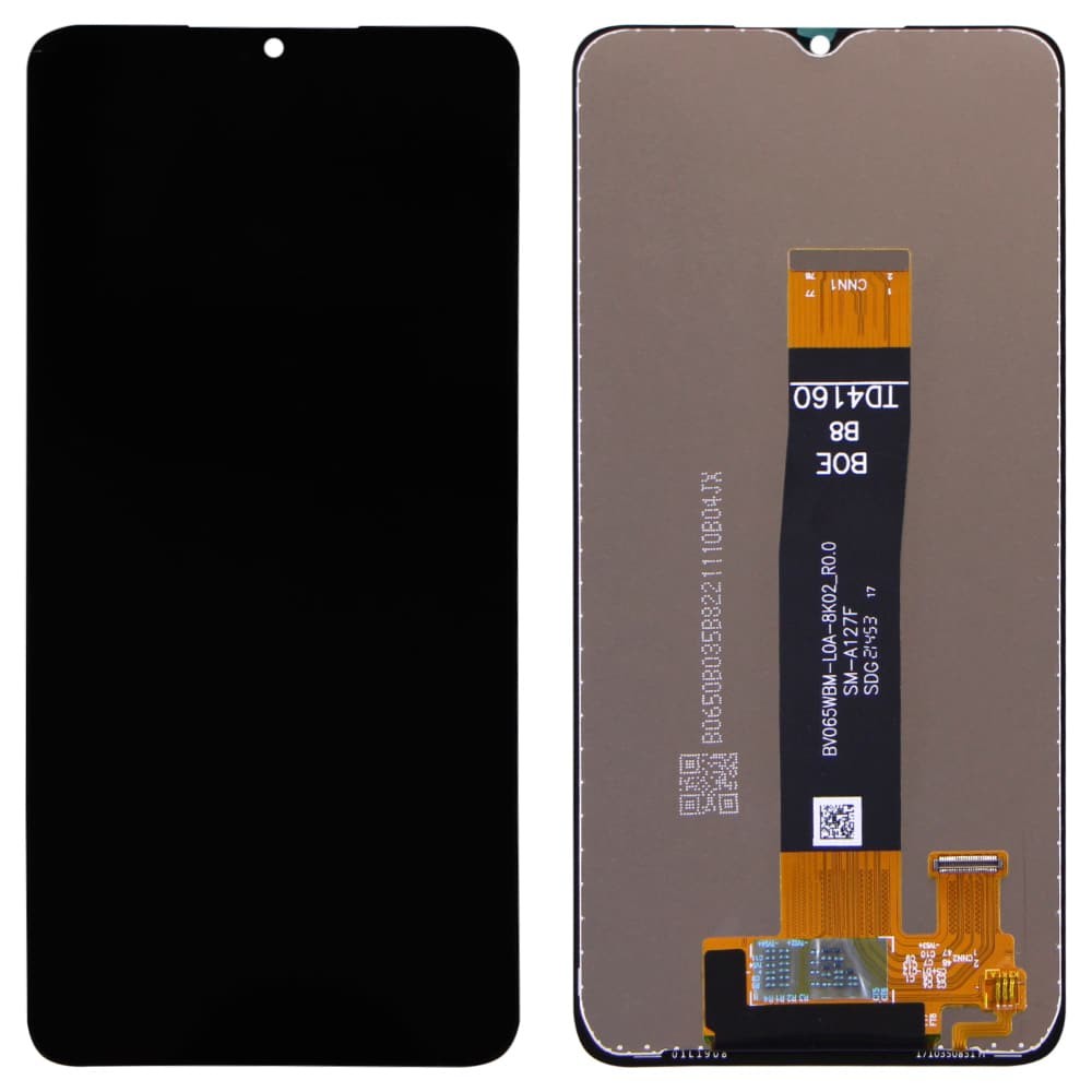 Дисплей для Samsung A127F Galaxy A12s, с тачскрином в сборе, цвет черный, оригинал с замененным стеклом, уценка фото 1