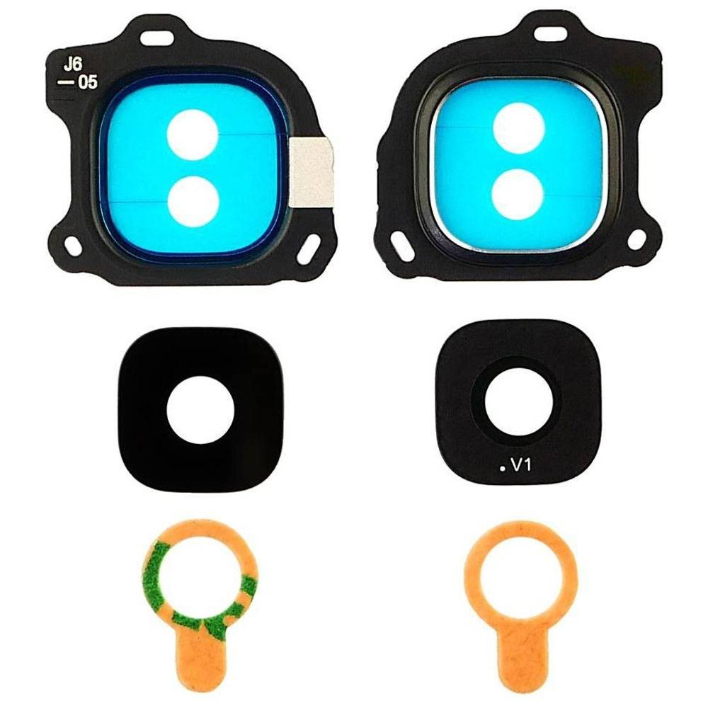 Скло камери для Samsung J600 Galaxy J6 2018, з рамкою, колір чорний фото 1