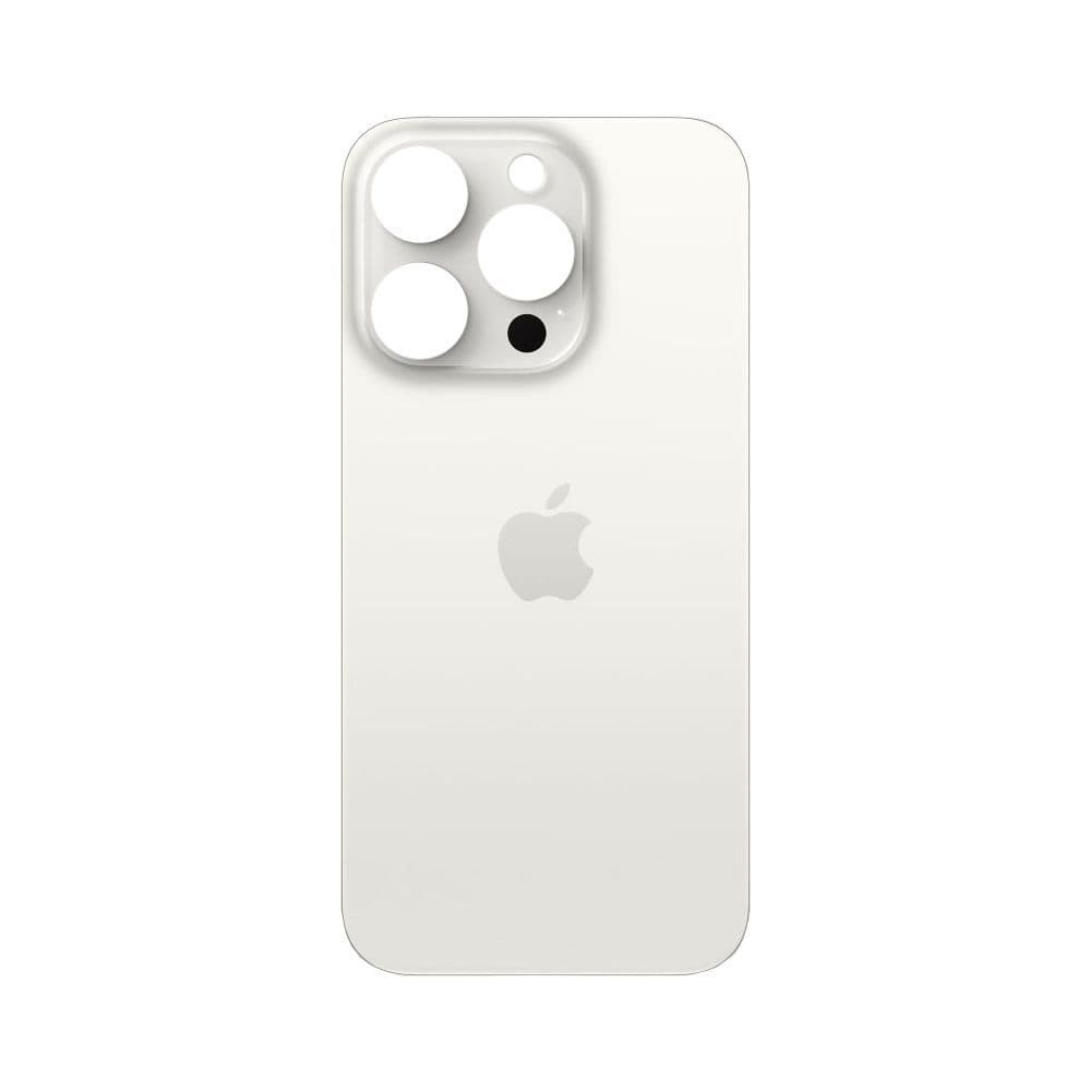 Задня кришка для iPhone 15 Pro, колір білий, з великим отвором під камеру фото 1