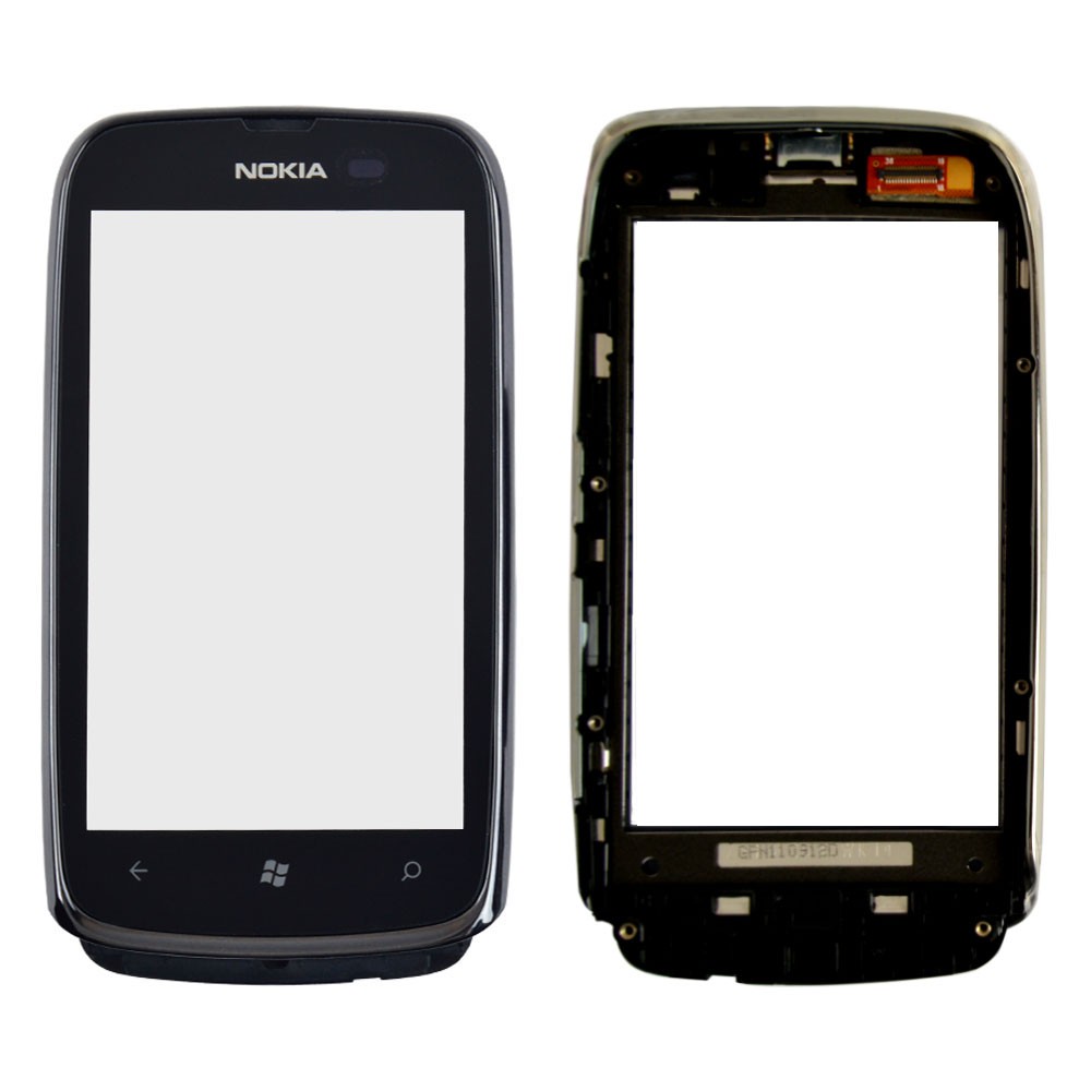 Тачскрин Nokia 610 Lumia з рамкою, колір чорний фото 1