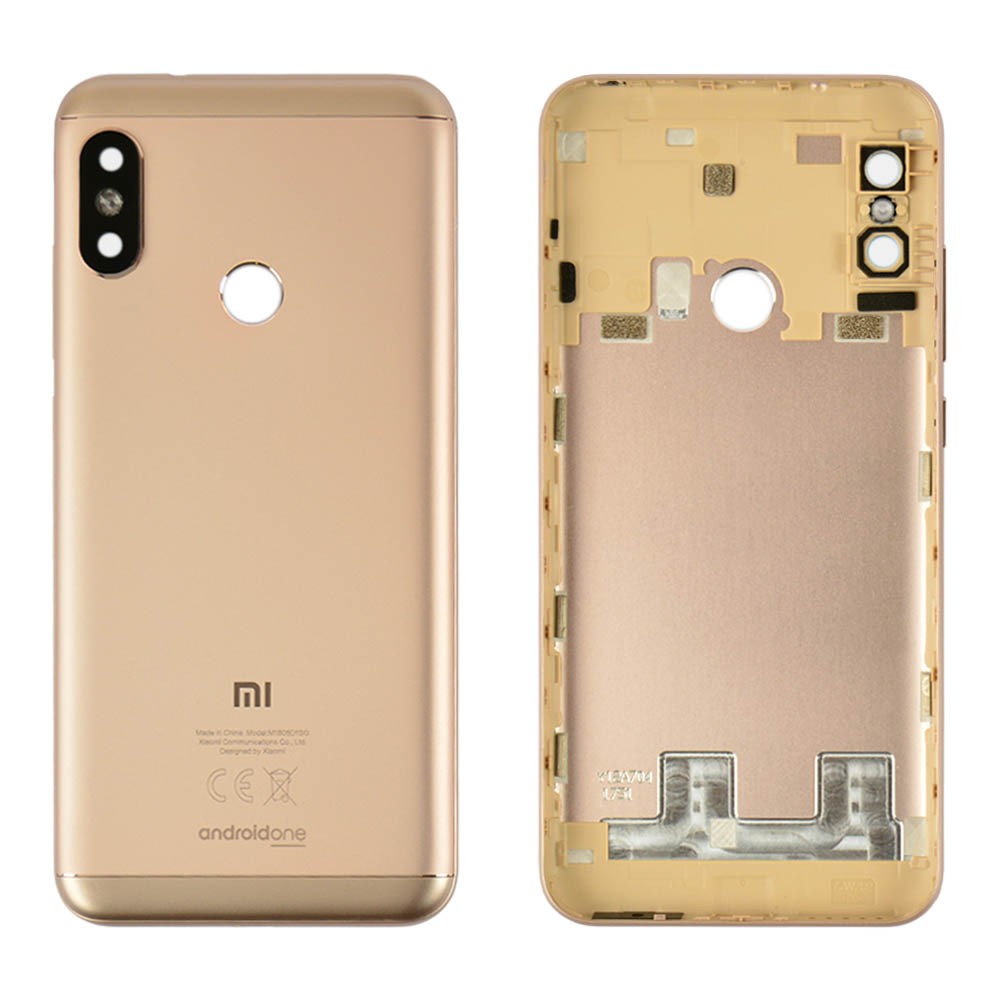Задня кришка для Xiaomi Mi A2 Lite, со стеклом камеры, колір золотий фото 1