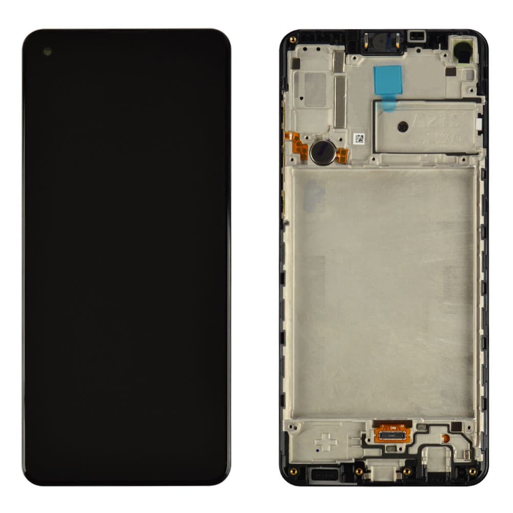 Дисплей для Samsung A217F /DS Galaxy A21s с тачскрином и рамкой в сборе, цвет черный, сервисный оригинал фото 1