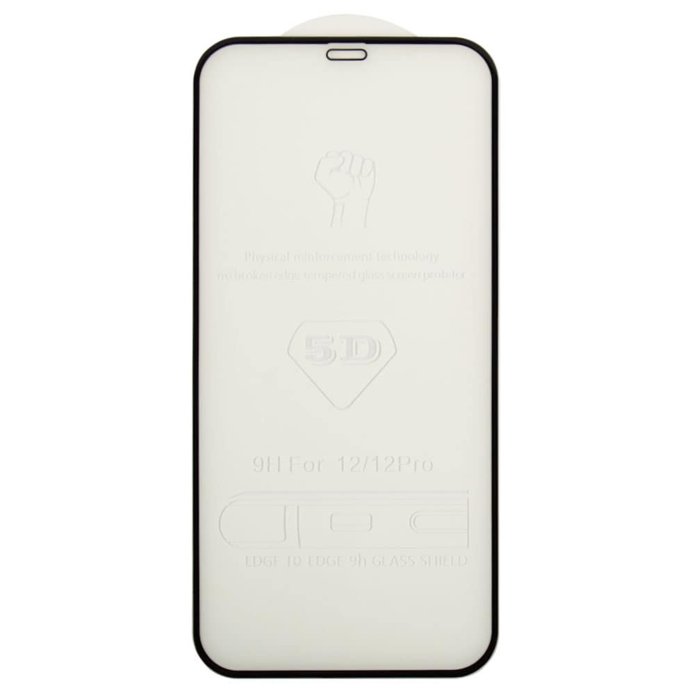 Захисне скло для iPhone 12, 12 Pro (6.1) 5D, колір чорний фото 1