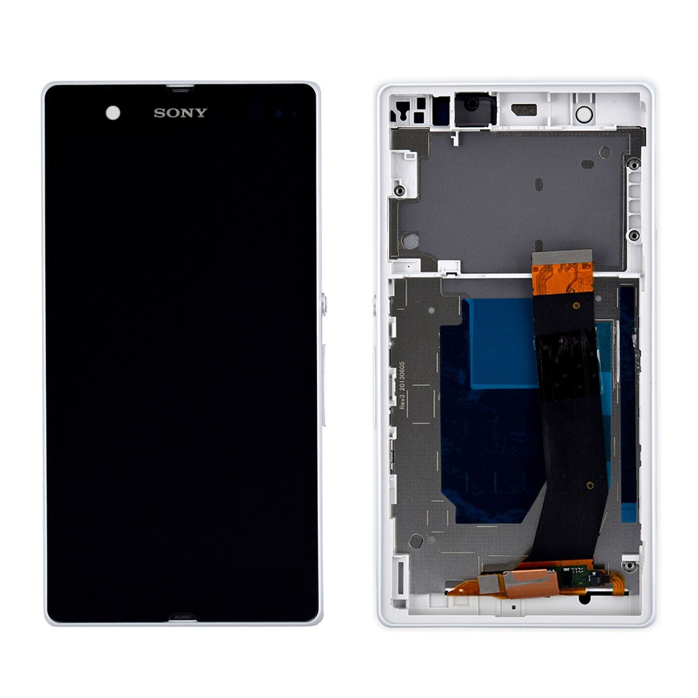 Дисплей Sony Xperia Z (C6602, C6603, C6606, L36i, L36h, L36a) з тачскрином у зборі, з рамкою, колір білий, велика мікросхема фото 1