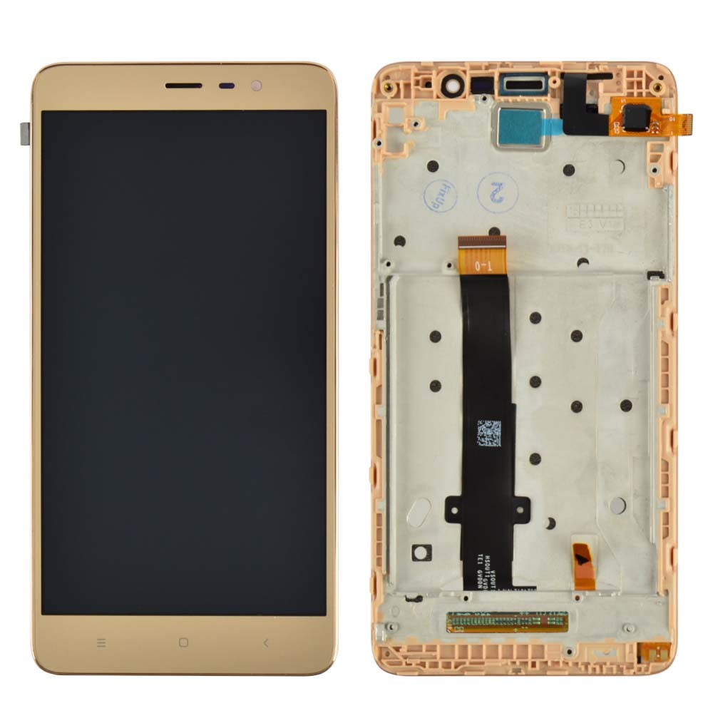 Дисплей для Xiaomi Redmi Note 3, Note 3 Pro с тачскрином и рамкой в сборе, 147мм, цвет золотой фото 1