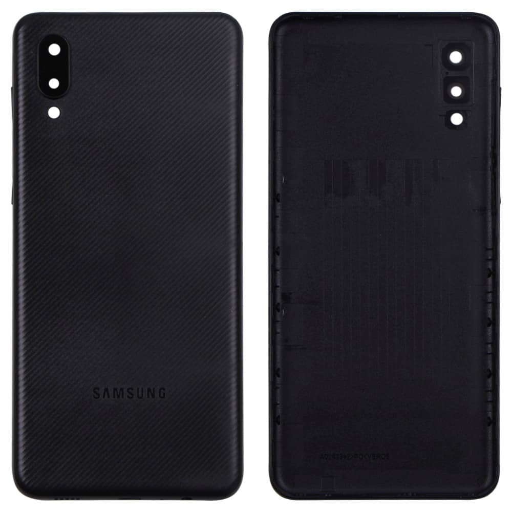 Задня кришка для Samsung A022 Galaxy A02 2020, зі склом камери, колір чорний фото 1