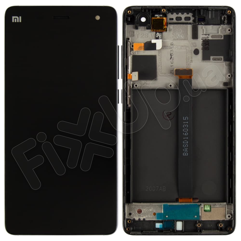 Дисплей для Xiaomi Mi4 с тачскрином и рамкой в сборе, цвет черный фото 1