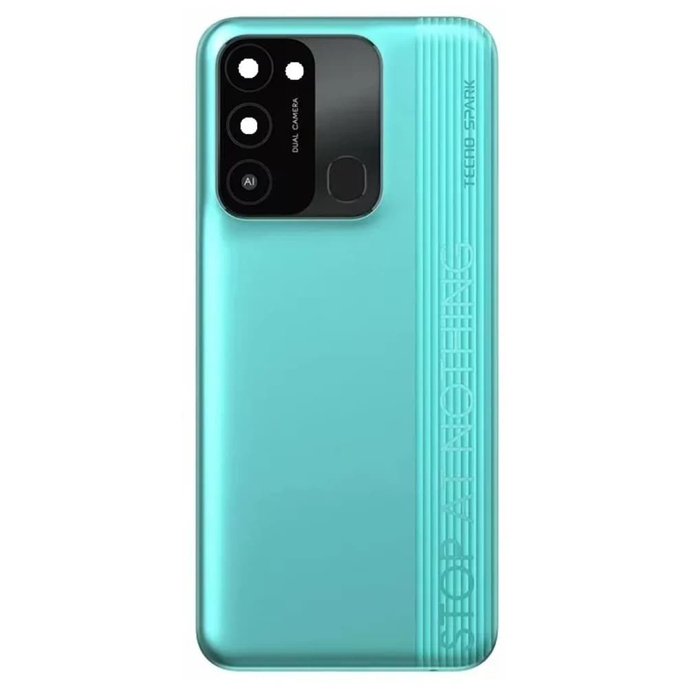 Задняя крышка для Tecno Spark 8C (KG5k), со стеклом камеры, цвет синий фото 1