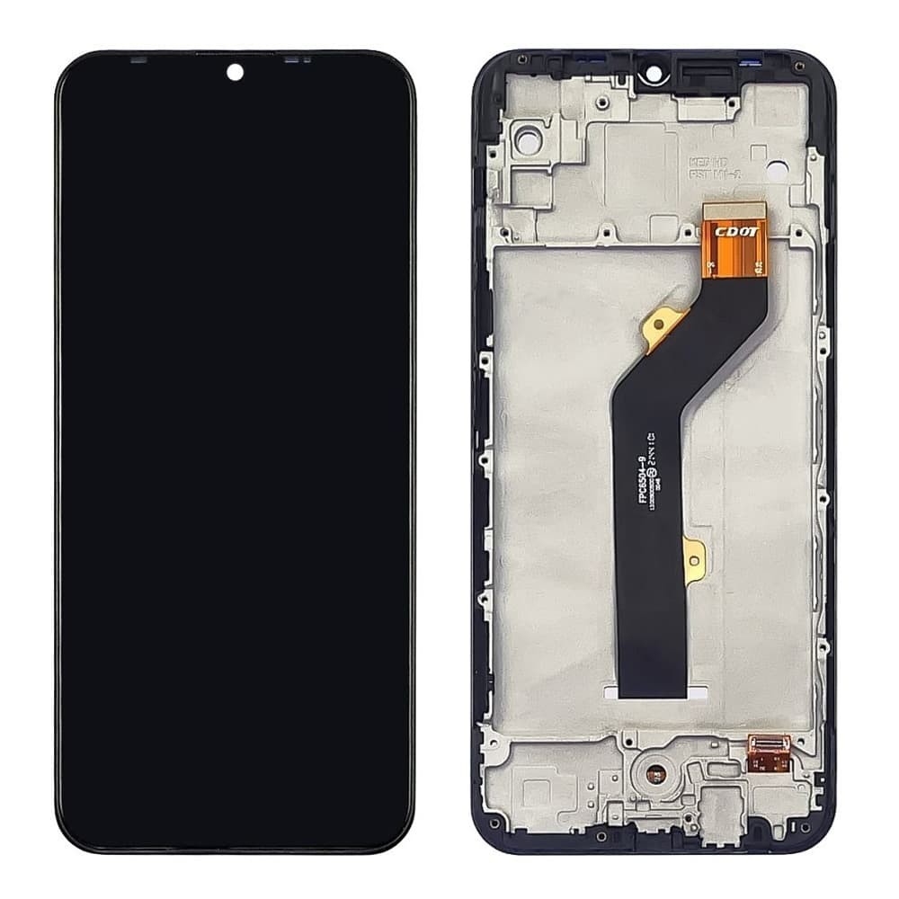 Дисплей для Tecno Spark 6 GO (KE5), з тачскріном і рамкою, чорний, оригінал фото 1