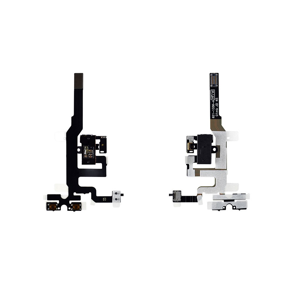 Шлейф для iPhone 4S з роз'ємом навушників (колір чорний) та кнопками регулювання гучності фото 1