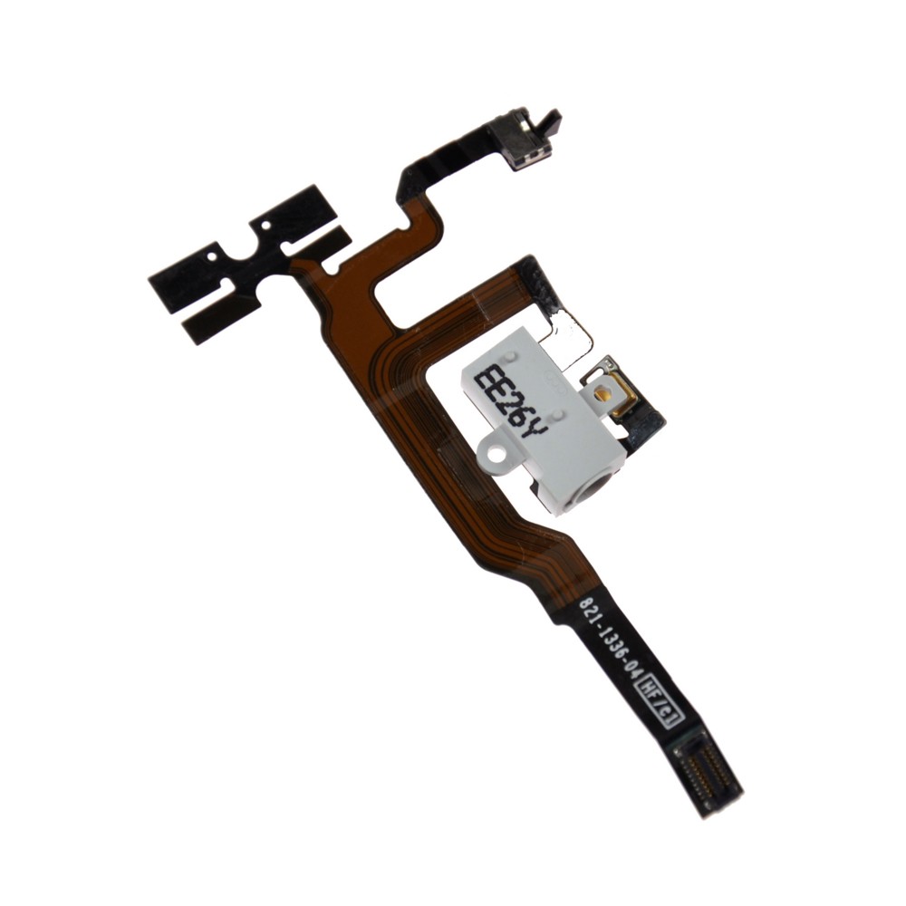 Шлейф для iPhone 4S з роз'ємом навушників (колір білий) та кнопками регулювання гучності фото 1