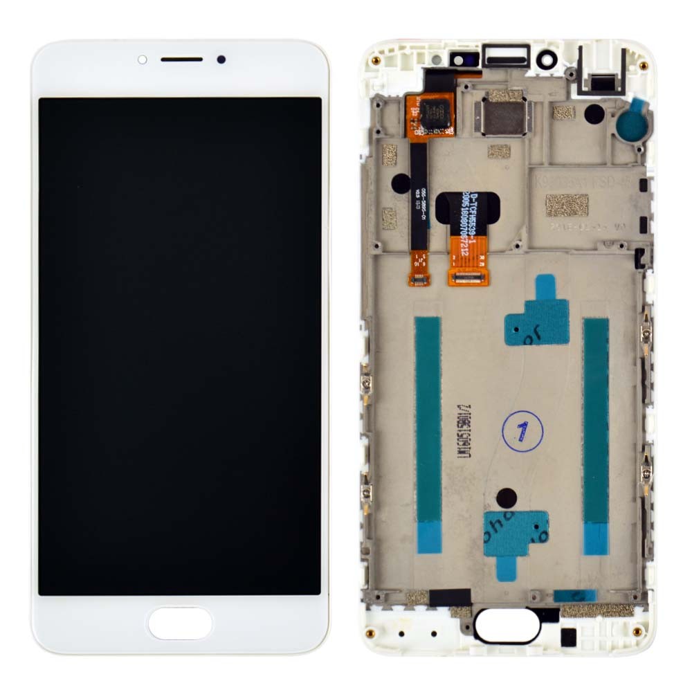 Дисплей для Meizu M3 Note (M681h) з тачскрином та рамкою в зборі, колір білий, Orig PRC фото 1