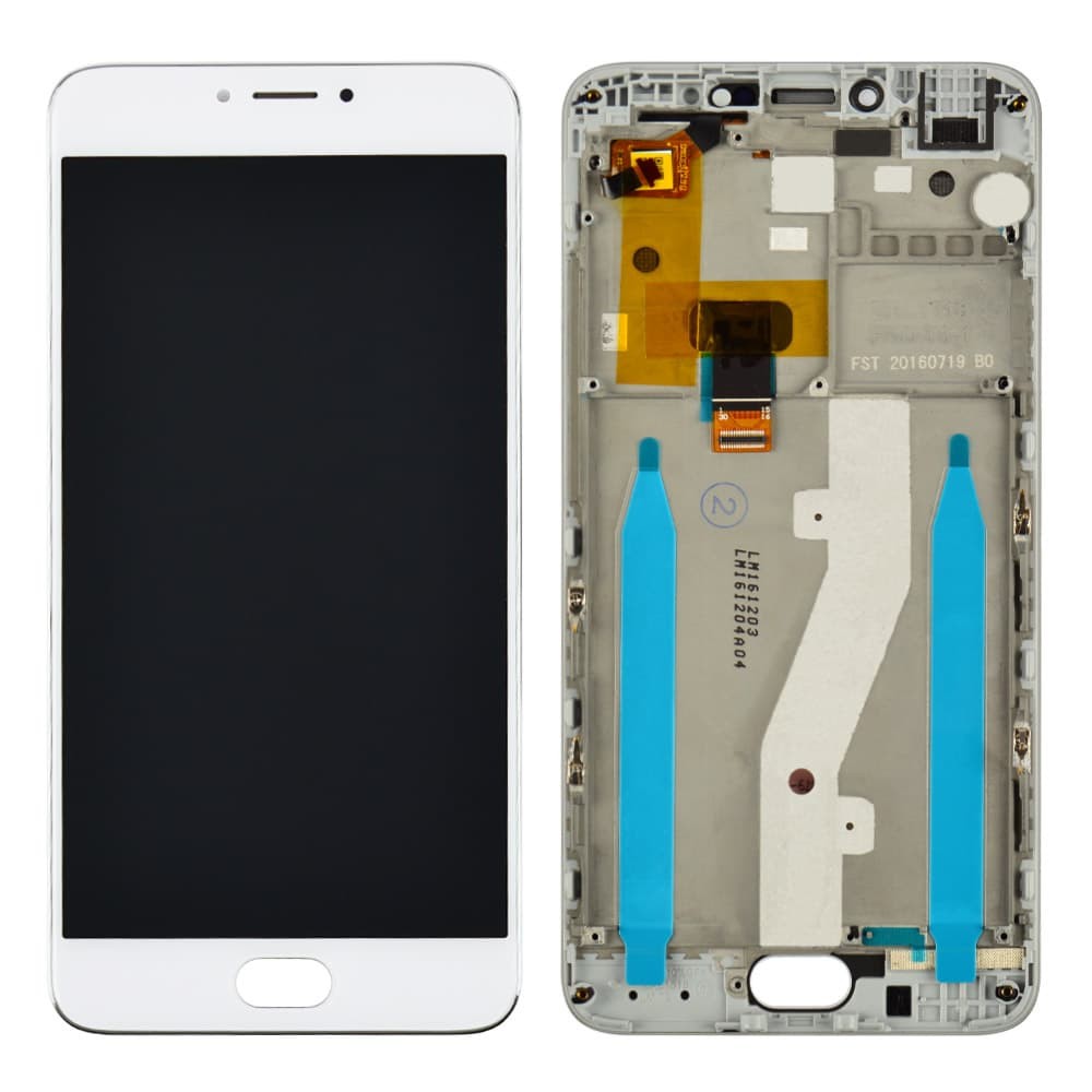 Дисплей для Meizu M3 Note з тачскрином та рамкою, версія L681h, колір білий, оригінал фото 1