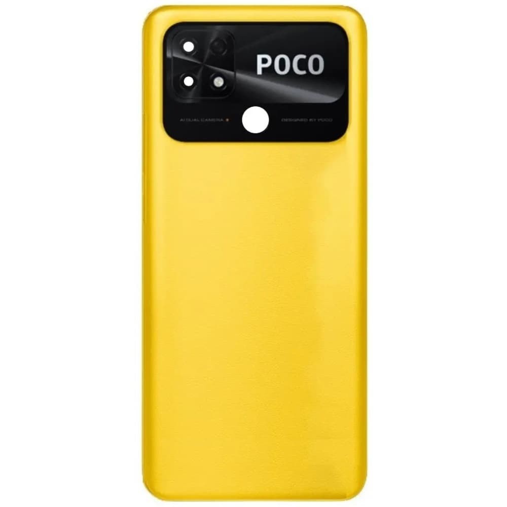 Задня кришка для Xiaomi Poco C40, зі склом камери, колір жовтий фото 1