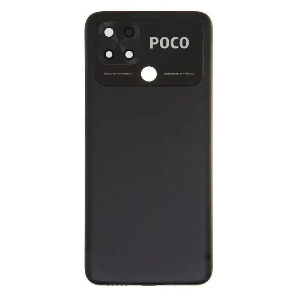 Задня кришка для Xiaomi Poco C40, зі склом камери, колір чорний фото 1