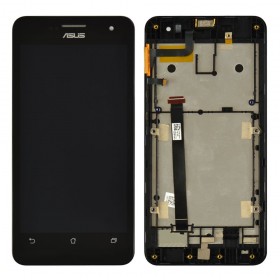 Дисплей Asus ZenFone 5 (A500CG, A500KL, A501CG) с тачскрином в сборе, уценка, с рамкой,  цвет черный, оригинал