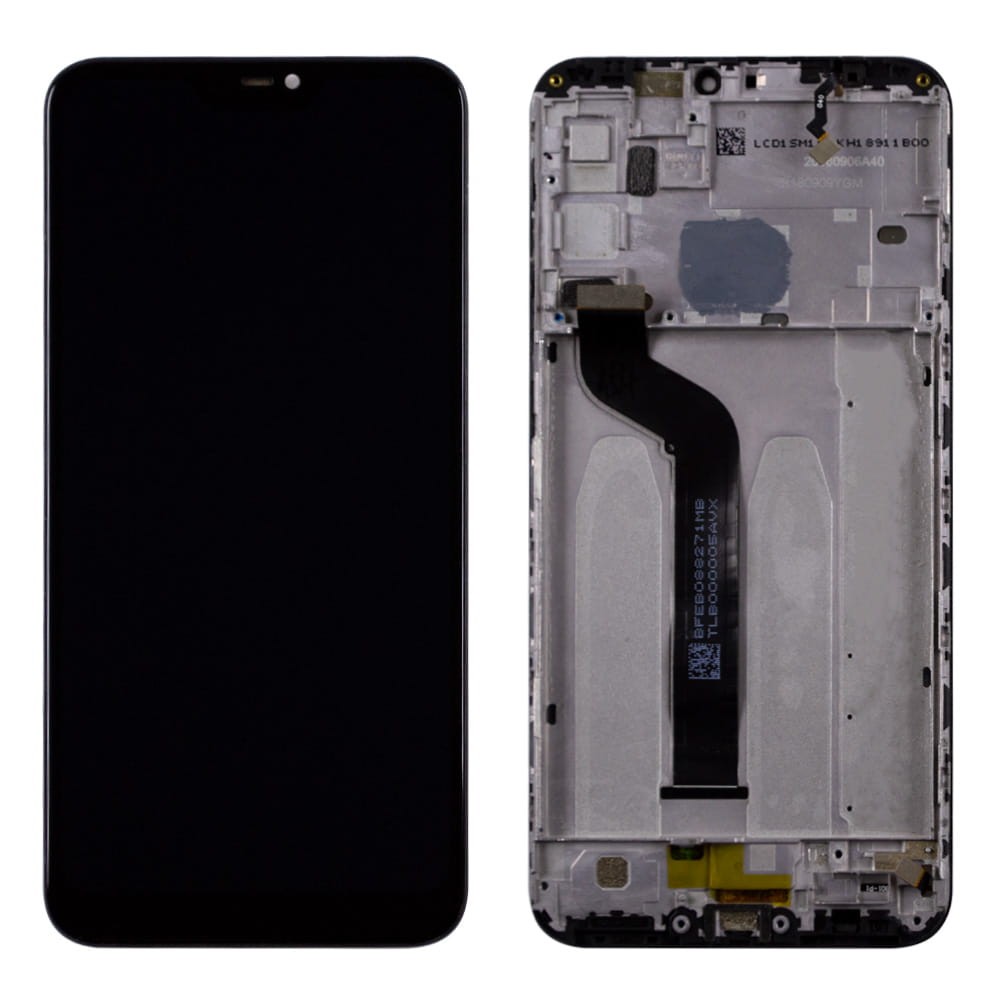 Дисплей для Xiaomi Mi A2 Lite, Redmi 6 Pro з тачскрином та рамкою в зборі, колір чорний, оригінал із заміненим склом фото 1