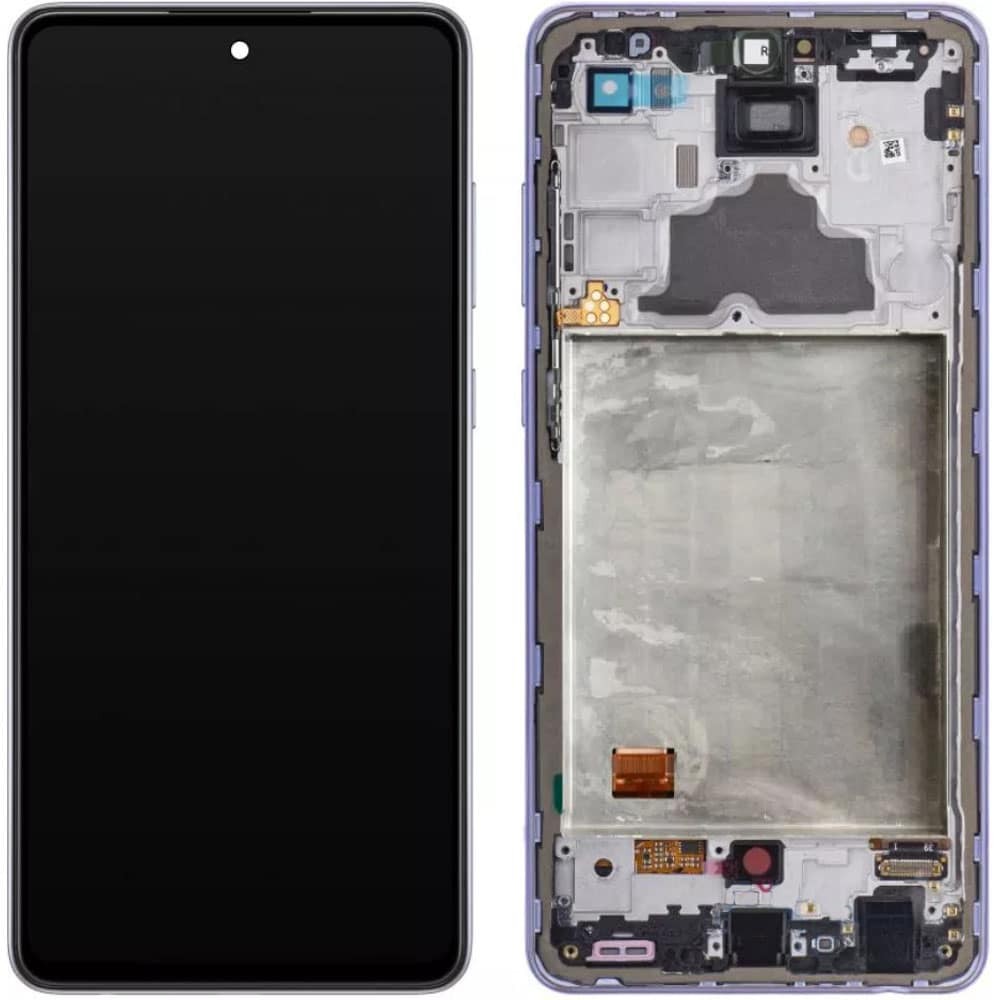 Дисплей для Samsung A725F/DS Galaxy А72 2021 с тачскрином и рамкой в сборе, цвет фиолетовый, сервисный оригинал фото 1