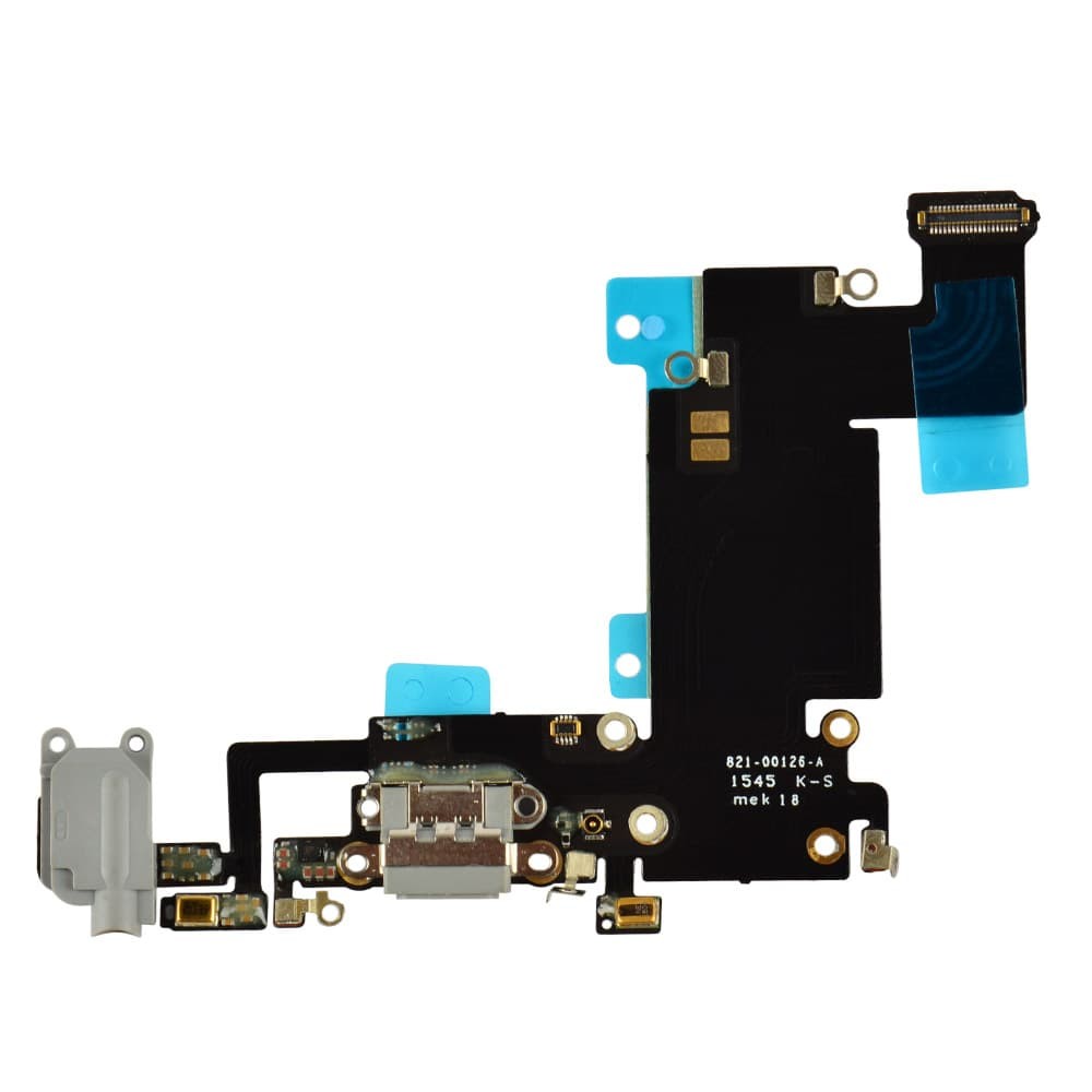 Charger Flat Cable iPhone 6S Plus (5.5) (grey) connector + HF фото 1 Шлейф для iPhone 6S Plus (5.5) з роз'ємами зарядки та гарнітури, колір сірий фото 1